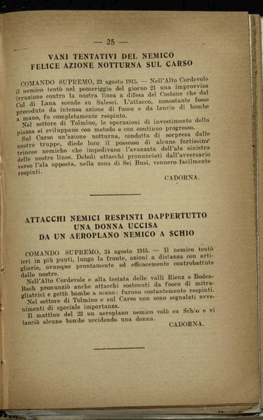 Il diario della nostra guerra : bollettini ufficiali dell'esercito e della marina